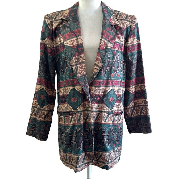 Joseph Gee Vintage 80s Abstract Artsy Oversized Retro Blazer - Picture 1 of 8